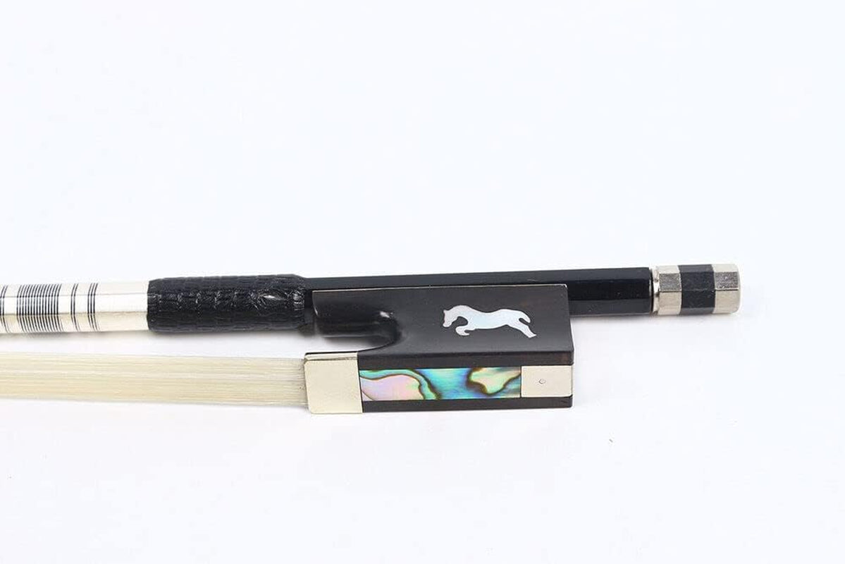 New 4/4 Violin Bow Black Carbon Fiber Stick Horse Inlay AAA Bow Hair Ebony Frog