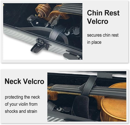 Carbon Fiber Viola Case for 15Inch to 16.5Inch with Adjustable Backstrap &Handle&Buckle Soft Interior and Hard Case for Beginner and Musicians