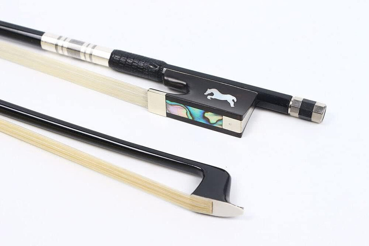 New 4/4 Violin Bow Black Carbon Fiber Stick Horse Inlay AAA Bow Hair Ebony Frog