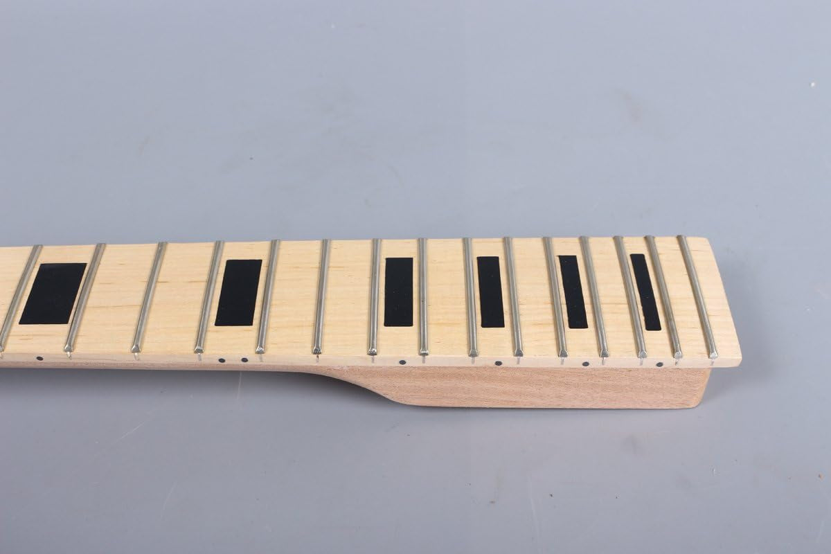 Electric Guitar Neck Replacement 22 Fret 24.75 Inch DIY Guitar Paddle Head Maple Mahogany Wood