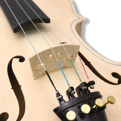 4 String Acoustic White Violin 4/4 Full Size Spruce Top,Maple Back and Sides,Ebony Fittings Unfinished for Student,Beginner Diy Handcrafted (Violin with Case and Bow)