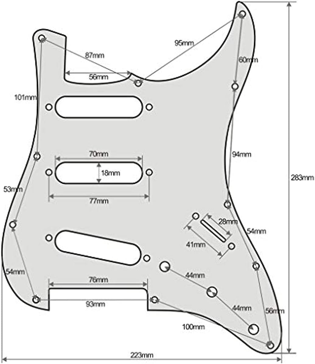 11 Hole Strat Pickguard SSS 3 Single Coil Pickups Scratch Plate with Pickguard Screws, Silver Mirror Style (Silver Mirror)