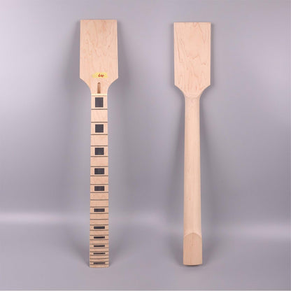 Electric Guitar Neck Solid Wood 24 Fret 25.5 Inch Block Inlay Paddle Headstock