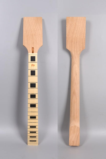 Electric Guitar Neck Replacement 22 Fret 24.75 Inch DIY Guitar Paddle Head Maple Mahogany Wood
