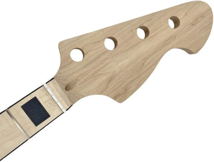 Bass Guitar Neck 22Fret 34Inch Maple Guitar Fretboard Block Inlay DIY Guitar Block Inlay (Maple Fretboard)