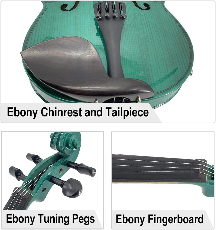 Acoustic Violin Electric Violin 4/4 Full Size Violin 4 String Maple Spruce for Student,Violin for Beginners Violin Case,Brazilwood Bow,Cable,Cleaning Cloth,Rosin,Bridge