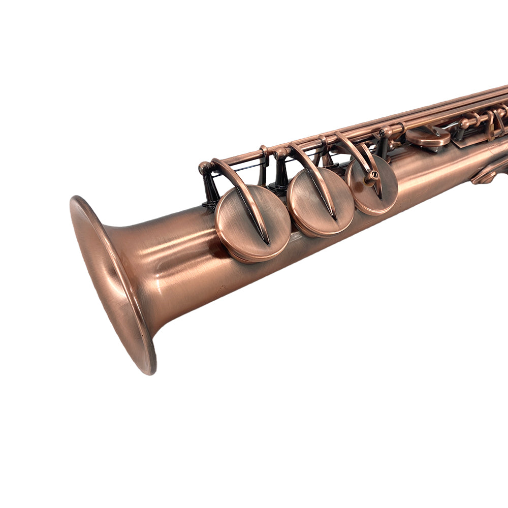 Yinfente Bb Straight Soprano Saxophone–Gold Lacquer Finish, Ergonomic Design with Case, Mouthpiece, Neck Strap & Accessories, Ideal for Beginners & Advanced Players（Red）