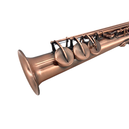 Yinfente Bb Straight Soprano Saxophone–Gold Lacquer Finish, Ergonomic Design with Case, Mouthpiece, Neck Strap & Accessories, Ideal for Beginners & Advanced Players（Red）