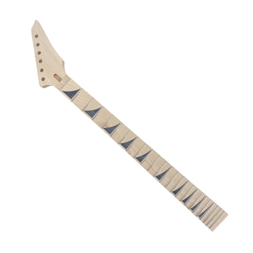 Yinfente Electric Guitar Neck 24 Fret 25.5 Inch Maple Wood Fretboard Guitar Neks Replacement for DIY Guitar Shark Fin Inlay Floyd Rose Locking Style