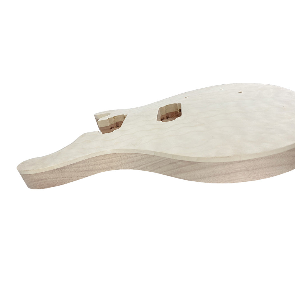 Yinfente Quilted Maple Guitar Body Mahogany Wood Set In Heel Maple Cap HH Pickups Parts