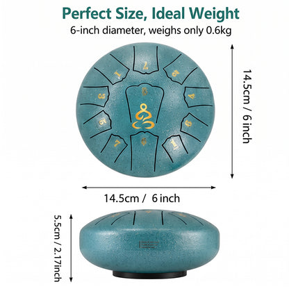 Steel Tongue Drum, 6 Inches 11 Notes Rain Drum for Garden with Music Book, Drum Mallets Meditation Rain Chime,Musical Instrument for Adults