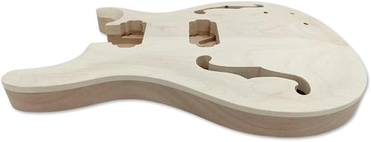 Mahogany Maple Cap Curved Top Semi Hollow Guitar Body Set in Pocket DIY Replacement