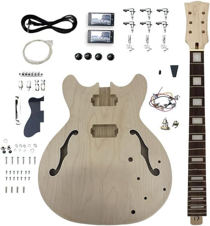 DIY Guitar Kit with Mahogany Body Mahogany Neck with Rosewood Fretboard 6 String DIY Electric Guitar Kit with All Components to Build Your Own Guitar
