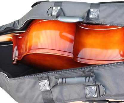 3/4 Upright Bass Gig Bag with Adjustable Backstrap&Handle&Wheel&More Storage Pockets Double Bass Bag for Musicians Durable and Portable Black