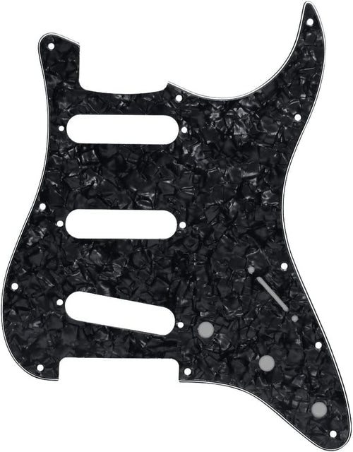 11 Hole Strat Pickguard SSS 3 Single Coil Pickups Scratch Plate with Pickguard Screws, Silver Mirror Style (Black Pearl)
