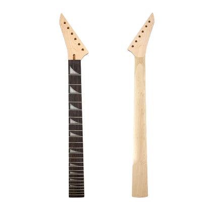 Yinfente New guitar neck reverse headstock Right hand maple 24 frets 25.5 inch bolt on heel Rosewood fretboard shark fin inlays