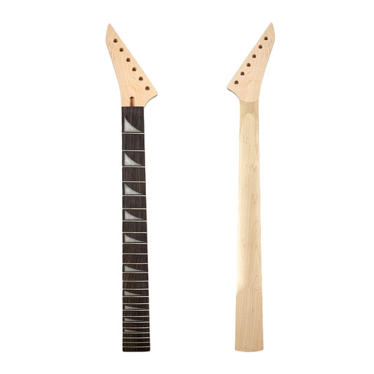Yinfente New guitar neck reverse headstock Right hand maple 24 frets 25.5 inch bolt on heel Rosewood fretboard shark fin inlays