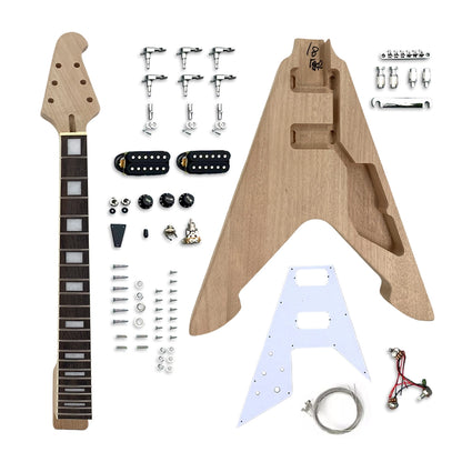 Yinfente DIY Electric Guitar Kit build on own Flying V HH pickups style 22fret 24.75inch
