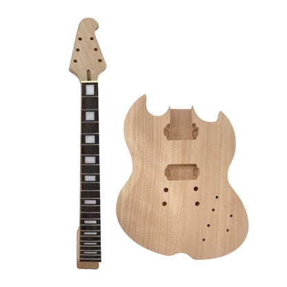 Yinfente DIY guitar kit 22fret guitar neck 24.75inch mahogany wood guitar body SG style