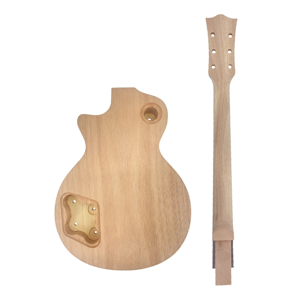 Yinfente Electric Guitar Kit Guitar Neck 22fret 24.75inch electric Guitar Body Mahogany Flame Maple Nice Inlay one piece mahogany wood