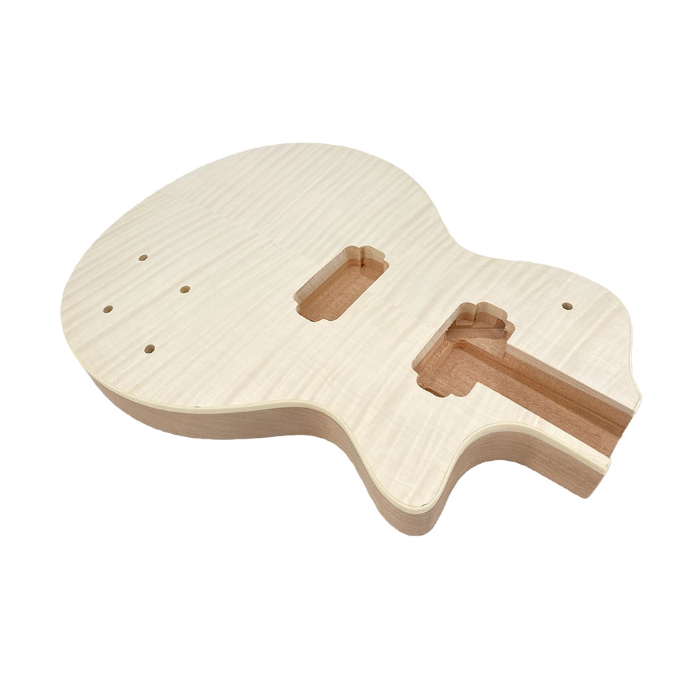 Yinfente Electric Guitar Kit Guitar Neck 22fret 24.75inch electric Guitar Body Mahogany Flame Maple Nice Inlay one piece mahogany wood