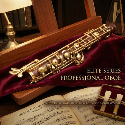 Yinfente Professional Oboe C key left F Resonance Golden plated key Rosewood Oboe Semi-Automatic