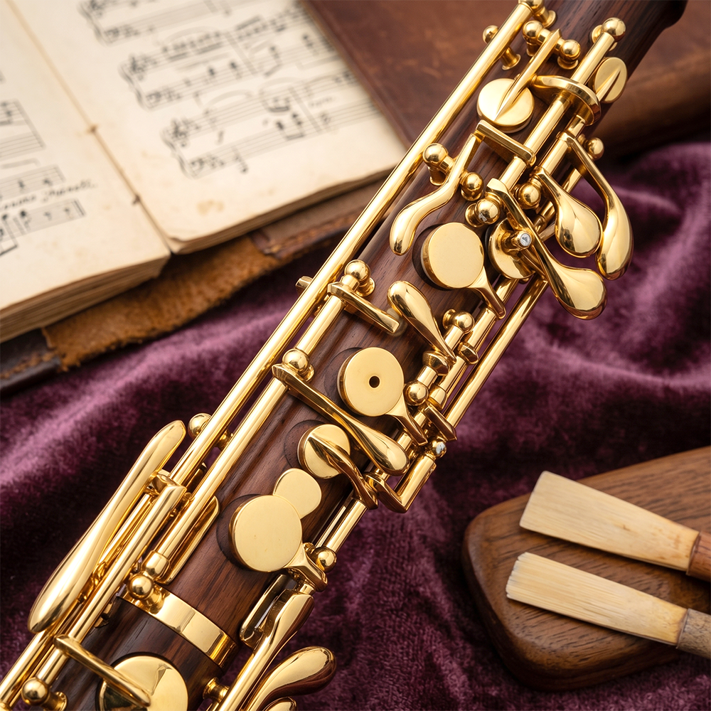 Yinfente Professional Oboe C key left F Resonance Golden plated key Rosewood Oboe Semi-Automatic