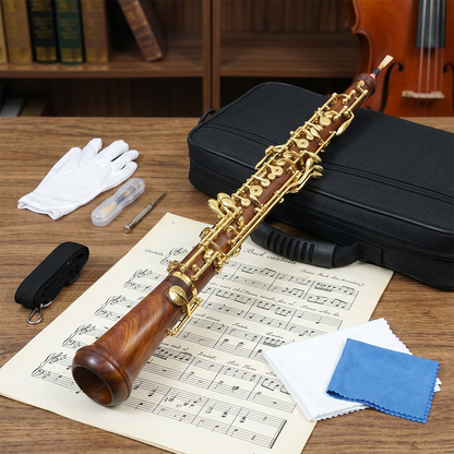 Yinfente Professional Oboe C key left F Resonance Golden plated key Rosewood Oboe Semi-Automatic
