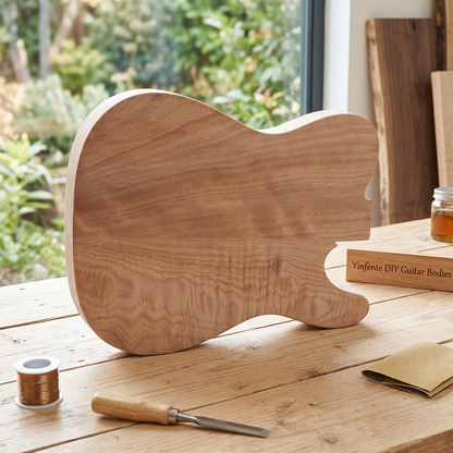 Yinfente 4 pcs DIY Guitar Bodies Mahogany Flame Maple Veneer Unfinished Bolt On Heel Tele Guitar