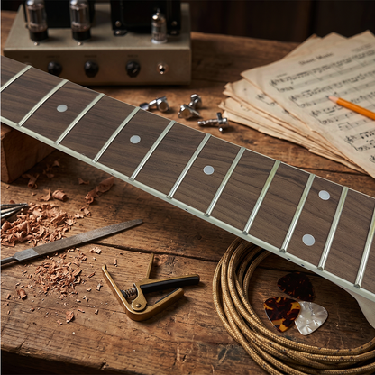 Yinfente unfinished guitar neck 22fret 24.75inch mahogany Rosewood Dot inlay SG Heel