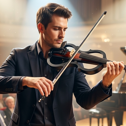 Yinfente Solid Wood Ebony Silent Electric Violin with Professional Pickup & 3-Band EQ, Headless Lightweight, for Beginner or Professional