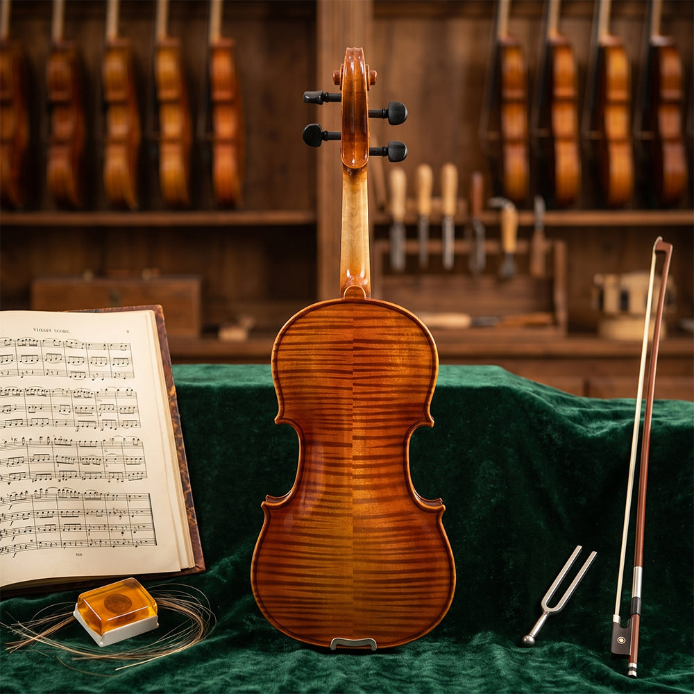Yinfente 4/4 Violin Set Full Size Fiddle Kit Handmade Solidwood for for Adults Beginners with Hard Case, Shoulder Rest, Rosin, Bow and Extra Strings
