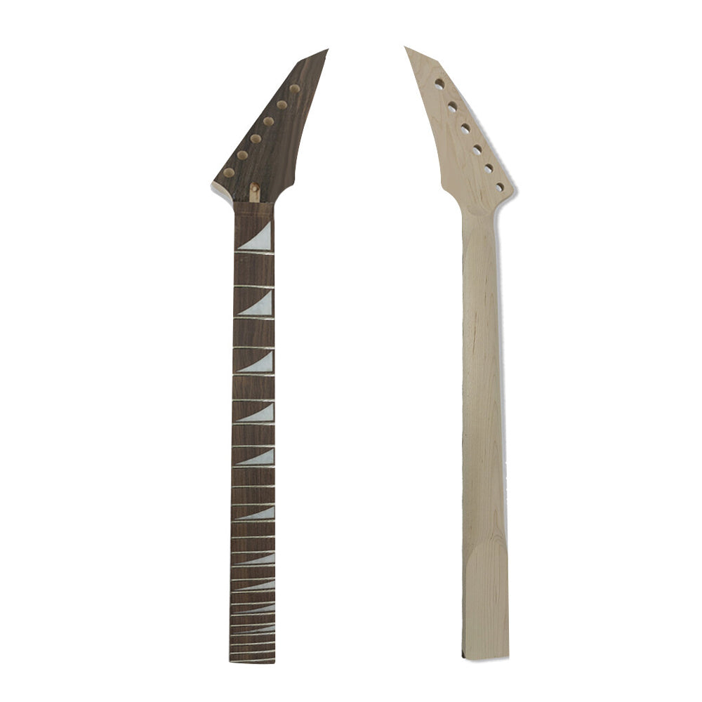 Electric Guitar Neck Replacement 24 Fret 25.5 Inch Maple Rosewood Wood Fretboard (Maple-Rosewood)