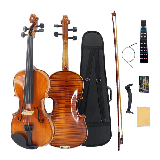 Yinfente 4/4 Violin Set Full Size Fiddle Kit Handmade Solidwood for for Adults Beginners with Hard Case, Shoulder Rest, Rosin, Bow and Extra Strings