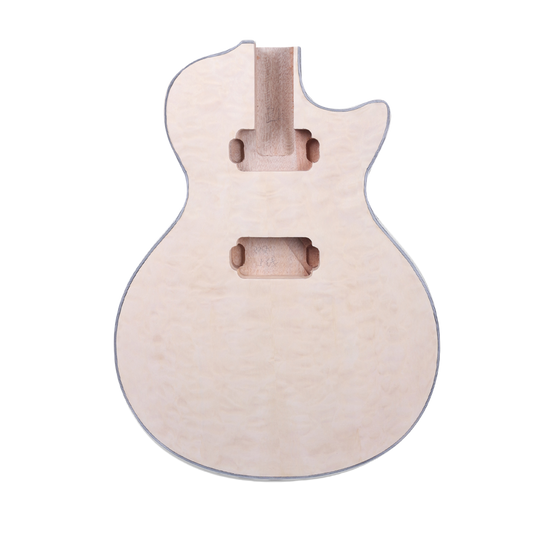 Electric Guitar Body Quilted Maple Water Ripple Veneer Mahogany Wood Set in Heel DIY Guitar Replacement