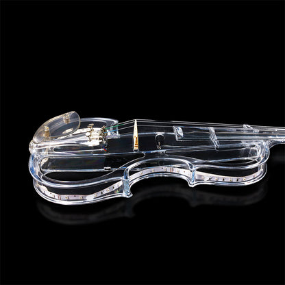 Yinfente Electric Violin 4/4 Full Size Transparent Acrylic Body Led Light Three Colors Led Bow Case Transparent Violin Shoulder Rest Extra Strings for Beginner