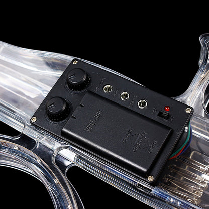 Yinfente Electric Violin 4/4 Full Size Transparent Acrylic Body Led Light Three Colors Led Bow Case Transparent Violin Shoulder Rest Extra Strings for Beginner