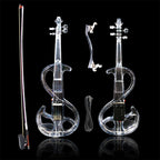 Transparent Violin Acrylic Electric Violin 4/4 Full Size Violin Kit with LED Bow, Chin Rest, Shoulder Rest, Cable and Case #EV6 (EV6)