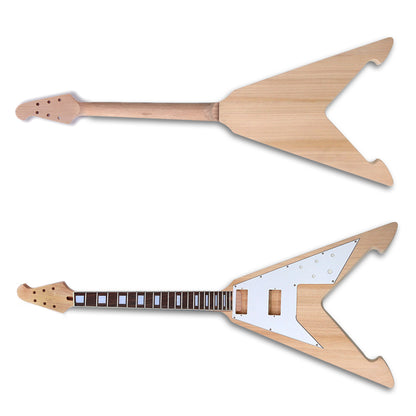 Yinfente 1Set Guitar Kit Guitar Neck 22Fret 24.75Inch Block Inlay Set in Heel DIY Guitar Body Replacement