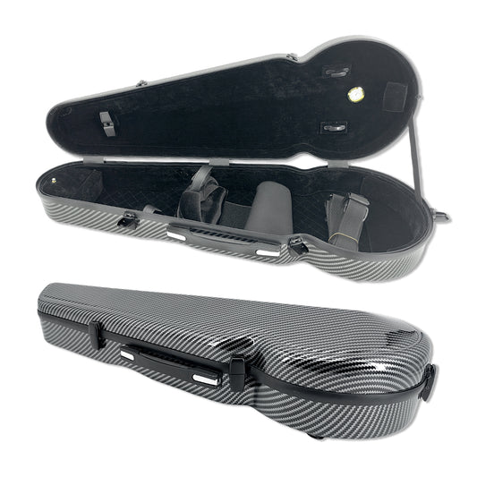 Viola Case 16 Inch Lightweight Carbon Fiber, Adjustable Velcro Neck Pad Suitable for Sizes 15-16.5 Inches, Thickened Lining, Built-In Hygrometer, Sturdy Handle,With Backstraps (Black)