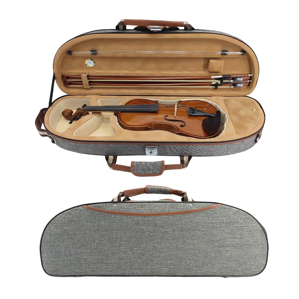 Violin Case 4/4 Full Size Nylon Oxford Lightweight Box Adjustable Shoulder Straps Travel Violin Case Bag (Grey)