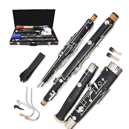 yinfente Ebonite Wood Bassoon C Key 26 Keys Woodwind Instrument with Case Accessories