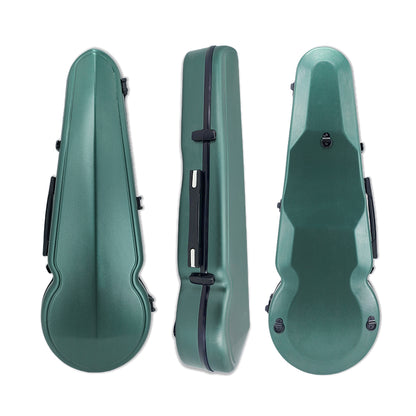 Viola Case 16 Inch, Carbon Fiber Hard Viola Case Backpack, Adjustable Neck Pad for Sizes 15-16.5 Inches, Thickened Lining, Built-In Hygrometer, with Sturdy Handle (Green)
