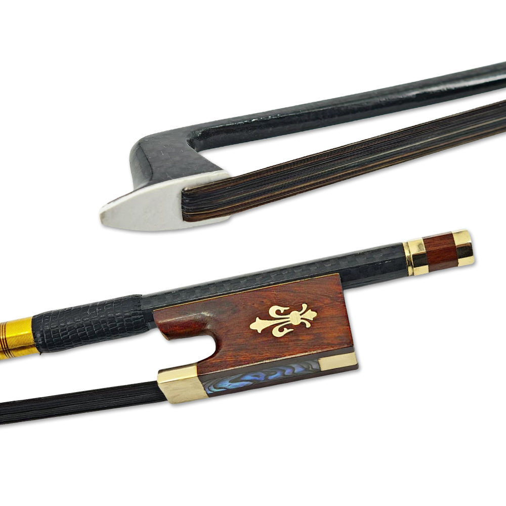 Yinfente 4/4 Carbon Fiber Violin Bow Snakewood Black Bow Horsehair Frog Violin Accessory