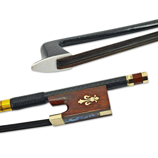 Yinfente 4/4 Carbon Fiber Violin Bow Snakewood Black Bow Horsehair Frog Violin Accessory