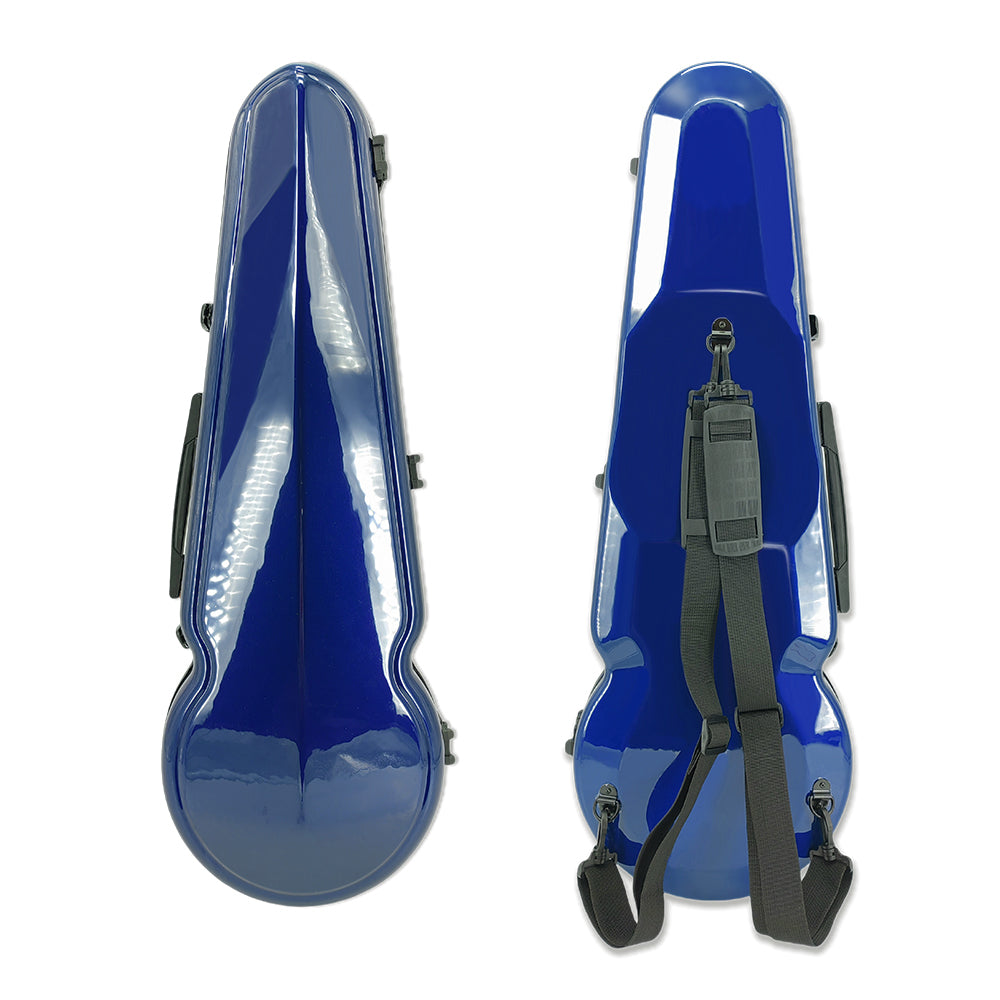 Viola Case 16 Inch, Carbon Fiber Hard Viola Case Backpack, Adjustable Neck Pad for Sizes 15-16.5 Inches, Thickened Lining, Built-In Hygrometer, with Sturdy Handle (Blue)