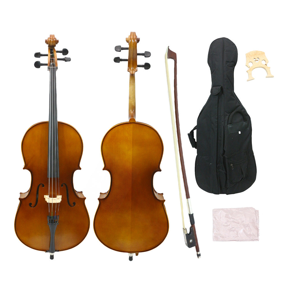 Yinfente 1/2 Size Cello,Beginner,Spruce Top Maple Back and Ebony Fittings Acoustic Cello Kit with Soft Case and Bow,String Musical Instruments for School Orchestras, Adults