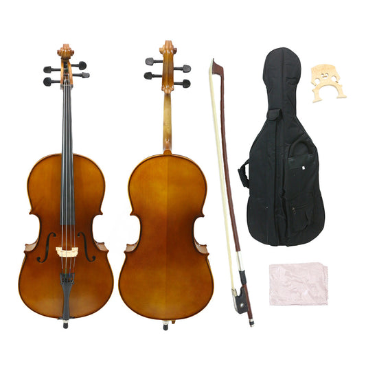 Yinfente 1/2 Size Cello,Beginner,Spruce Top Maple Back and Ebony Fittings Acoustic Cello Kit with Soft Case and Bow,String Musical Instruments for School Orchestras, Adults