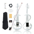 Transparent Violin Acrylic Electric Violin 4/4 Full Size Violin Kit with LED Bow, Chin Rest, Shoulder Rest, Cable and Case #EV6 (EV6)