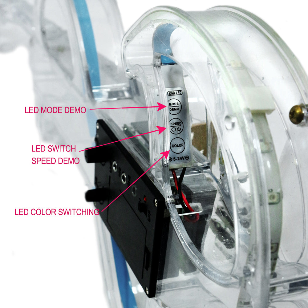 Transparent Violin Acrylic Electric Violin 4/4 Full Size Violin Kit with LED Bow, Chin Rest, Shoulder Rest, Cable and Case #EV6 (EV6)